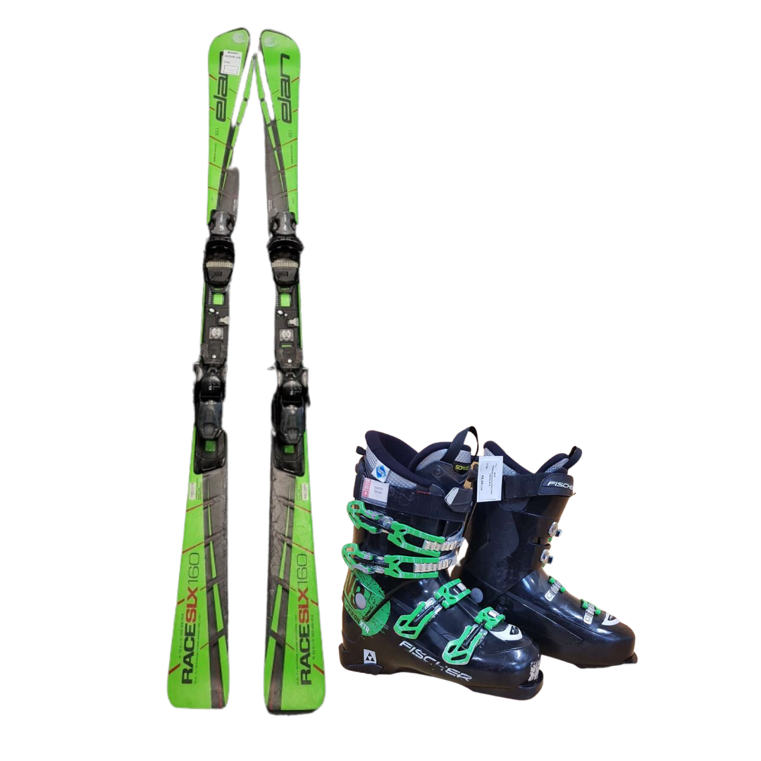 Bazárové lyže ELAN RACE SLX amphibio + lyžařské boty FISCHER VIRON XTR